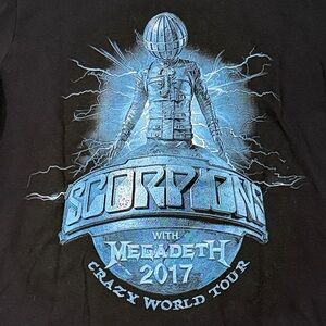 Scorpions with Megadeth 2017 Crazy World Tour vintage band t-shirt heavy metal